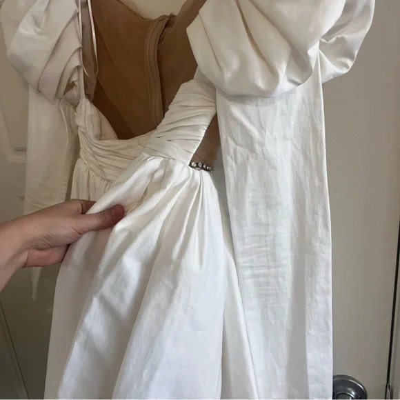 KHAITE Tracy crystal-embellished ruched tulle and cotton-sateen dress SIZE 2 - Picture 6 of 15